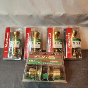 4 Kwikset & 1 Atlas Interior Hall/Closet Door Knobs-NIB